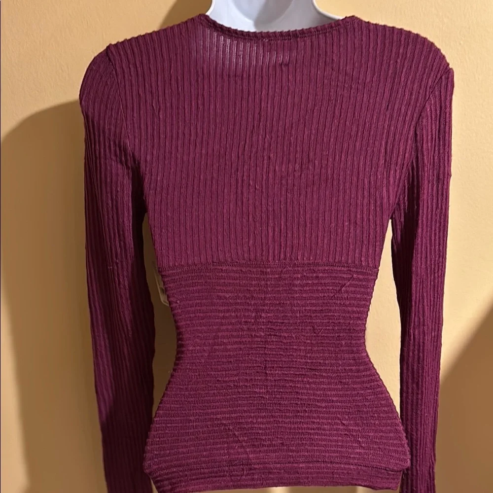 Deep V-Neck Ribbed Sweater - Picture 5 of 5